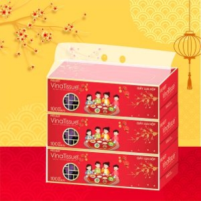 Khăn Giấy Hộp Tết Premier Vinatissue 100 tờ