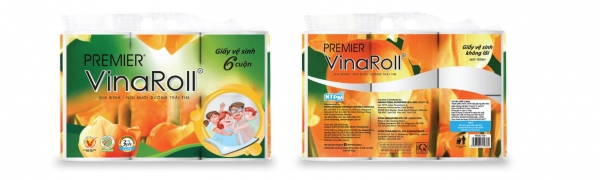 Giấy vệ sinh VinaRoll 6 cuộn 3 lớp cao cấp kh&ocirc;ng l&otilde;i